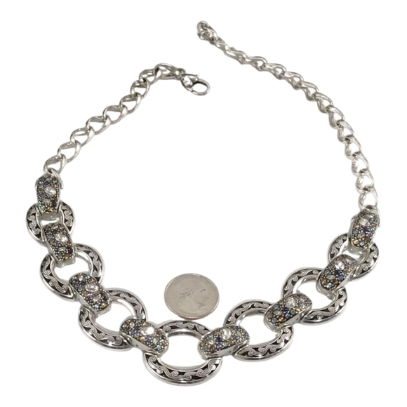 Brighton crystal voyage Chunky link Crystal Pave‎ Jeweled Necklace New - Picture 5 of 7